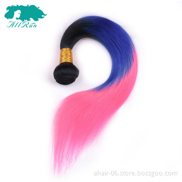 ombre color human hair bundles, remy ombre color hair TB/blue/pink